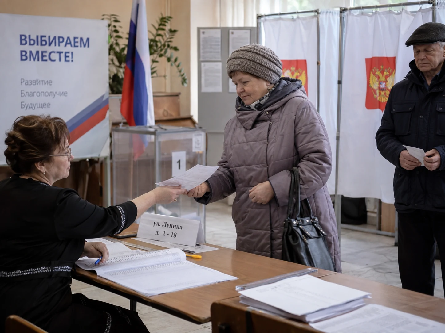 Выдача бюллетеня избирателю на участке