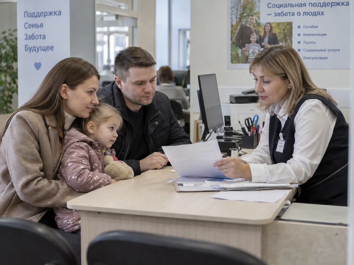 Консультация семьи по социальной поддержке в общественном сервисном центре